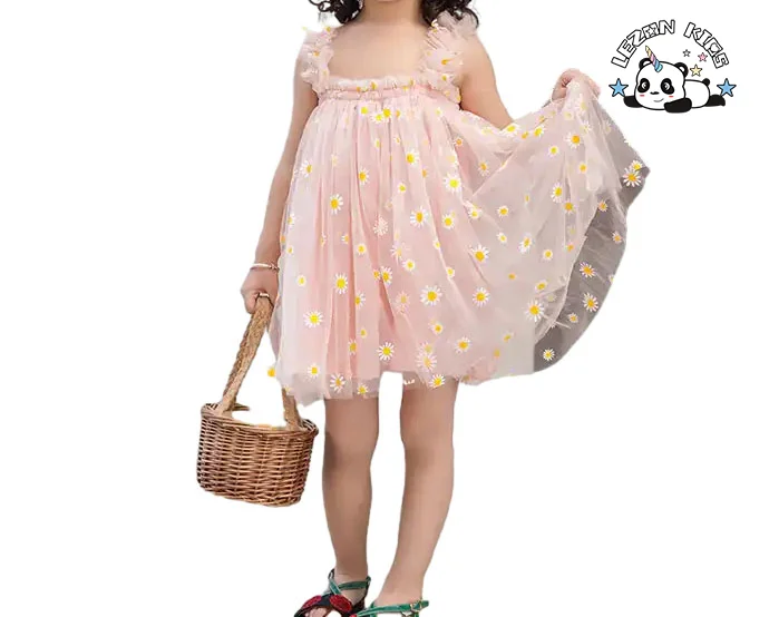 Summer baby kids dress linen children baby princess dresses flower lace girl casual dress sleeveless clothes - Product Image