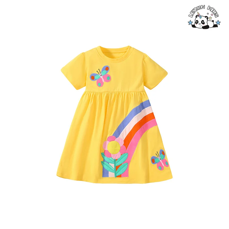 Top Fashion Embroidery Craft Pastoral Style Children's Causal  Dress Pure Cotton Fabric Girl Dress