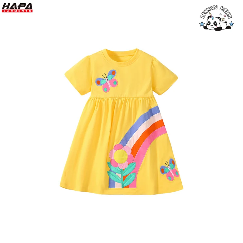Top Fashion Embroidery Craft Pastoral Style Children's Causal Dress Pure Cotton Fabric Girl Dress - Product Image