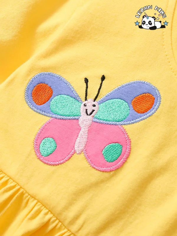 Top Fashion Embroidery Craft Pastoral Style Children's Causal Dress Pure Cotton Fabric Girl Dress - Product Image