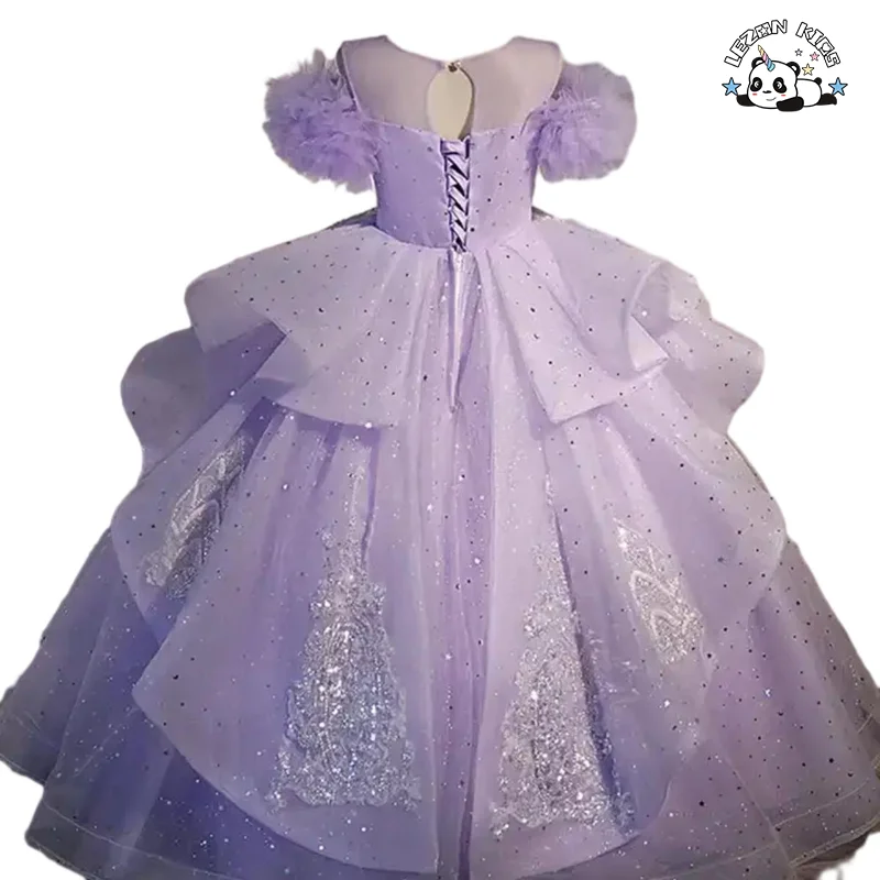 Tulle Dress Ball Gown Sequined Beaded Pearl Glitter High Craft Tulle Prom Dress Birthday Party Piano Performance Girl Dress - Product Image