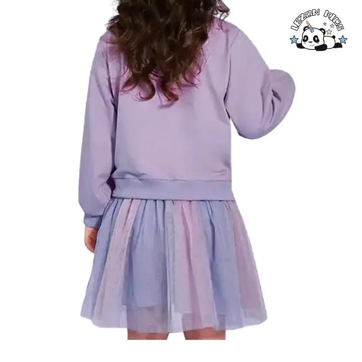 Wholesale Autumn Long Sleeve Kids Dress Cute unicorn Sequin Patches Sweatshirt Tutu Girls Dress - Product Image