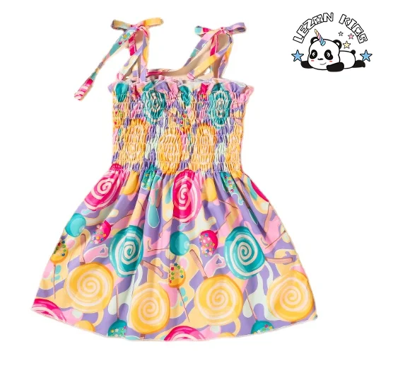 Wholesale Custom Children's Princess Dress Summer Cute Girl Halter Sling Print Sweet Dress - Product Image