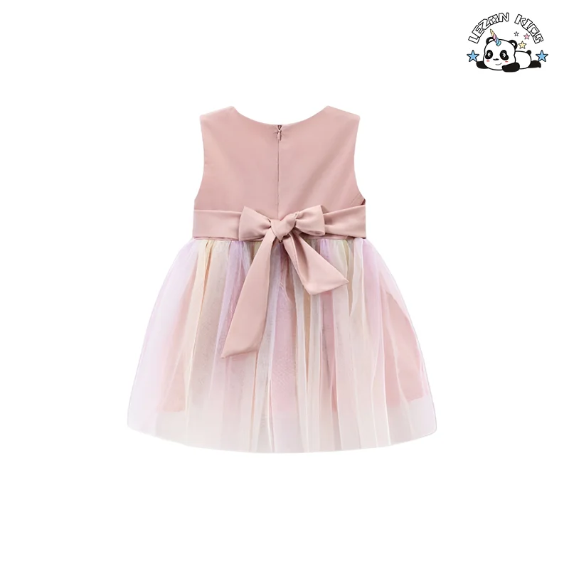 Wholesale Custom Children's Summer Wear Neon Mesh Dress Girls Princess Dress for 2-14 Year Old Baby Girls - Product Image