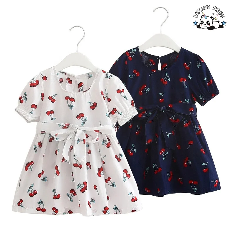 Wholesale Custom Kids Fashionable Girls Dress O-Neck Embroidered Birthday Dress Mix Cartoon Girl Dress