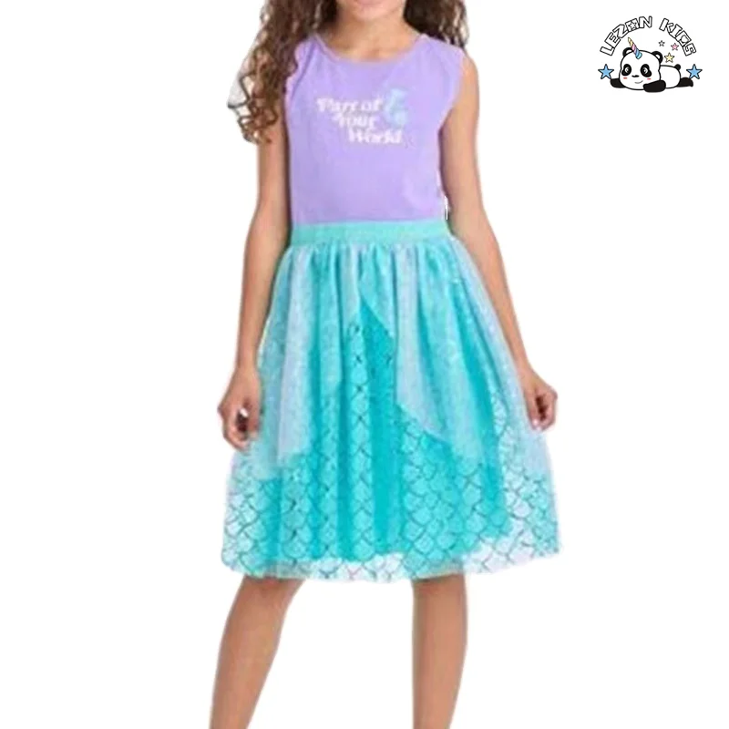 Wholesale Customizable Princess Boutique Dress Sleeveless Cotton Mesh Sequin Girls Dress for 2-14T - Product Image
