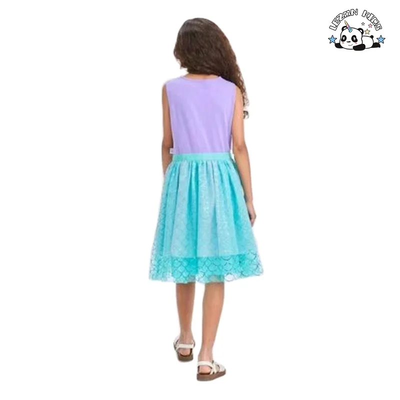 Wholesale Customizable Princess Boutique Dress Sleeveless Cotton Mesh Sequin Girls Dress for 2-14T - Product Image