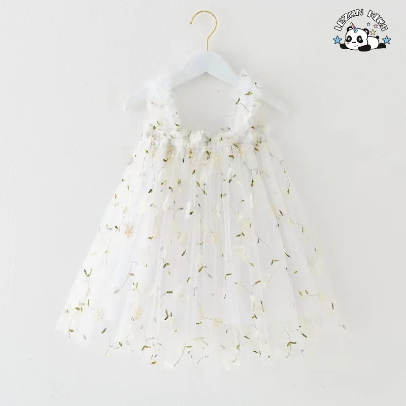 Wholesale High Quality casual elastic butterfly straps little princess kids dresses for girls - Product Image
