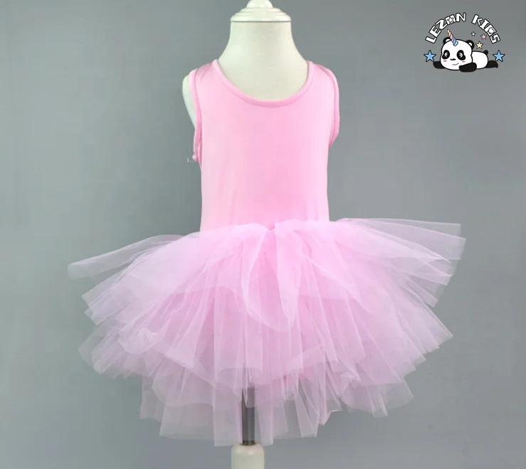 Roupas infantis por atacado Vestido de ballet sem mangas para meninas de algodão e spandex para apresentação de dança - Product Image