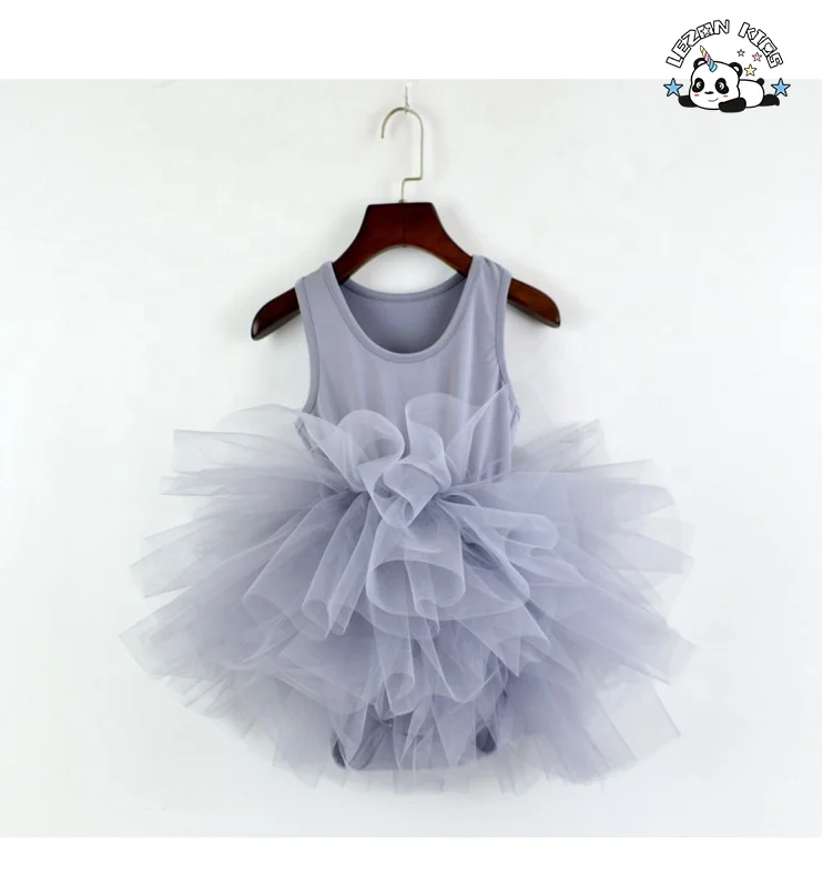 Roupas infantis por atacado Vestido de ballet sem mangas para meninas de algodão e spandex para apresentação de dança - Product Image