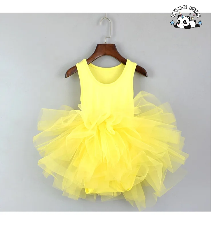 Roupas infantis por atacado Vestido de ballet sem mangas para meninas de algodão e spandex para apresentação de dança - Product Image