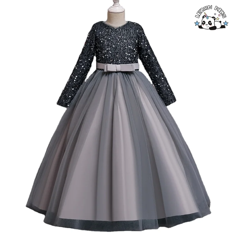 Wholesale Kids Princess Dance Dress Waist Bow Girls Sequin Elegant Dress for Party Birthday Wear - Product Image