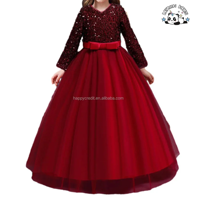 Wholesale Kids Princess Dance Dress Waist Bow Girls Sequin Elegant Dress for Party Birthday Wear - Product Image