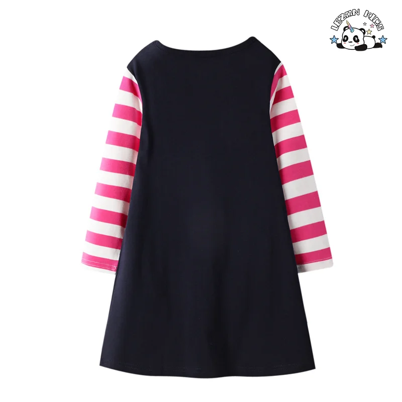 Wholesale Long Sleeve Custom Cartoon Printed Cotton Girls Casual Dresses for Spring - Product Image