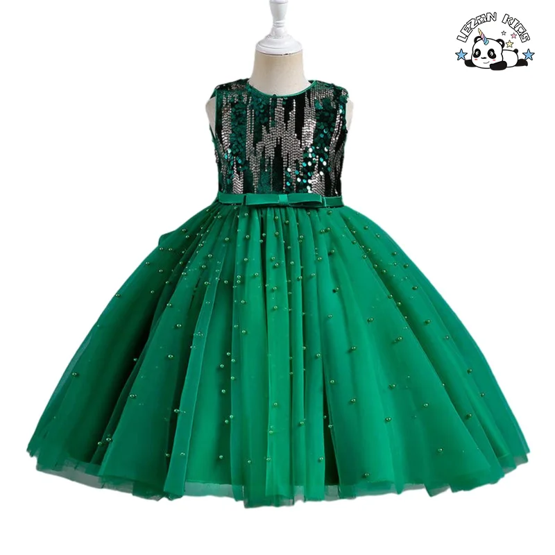 Wholesale Red Sequin Sleeveless Mesh Poncho Dress Girls Evening Dress Performance Dress - Product Image