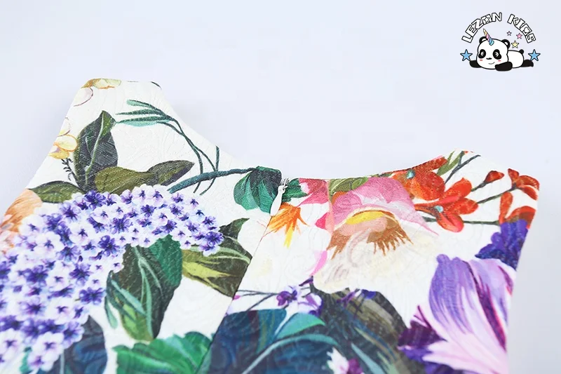 Wholesale Sleeveless Flower Printed Dress Girls Birthday Party Dress Girl Casual Dress for 2-12 Years Made in China - Product Image