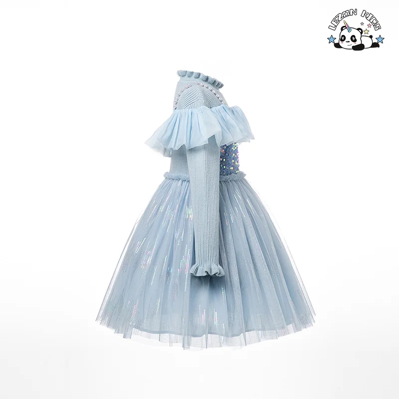Wholesale Spring Autumn Long Sleeve Sequin Patches Kids Princess Girls Dress for 2 to 14 Year - Product Image