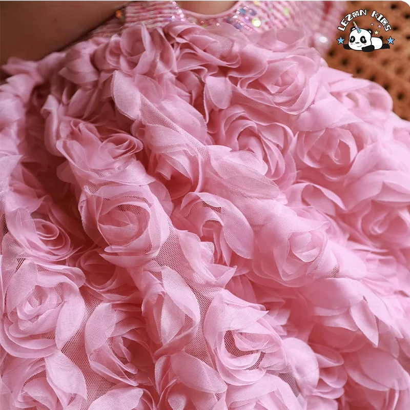 Wholesale Summer Sleeveless Sequined Dress Flowers Girls Dress for 2-8T Kids - Product Image