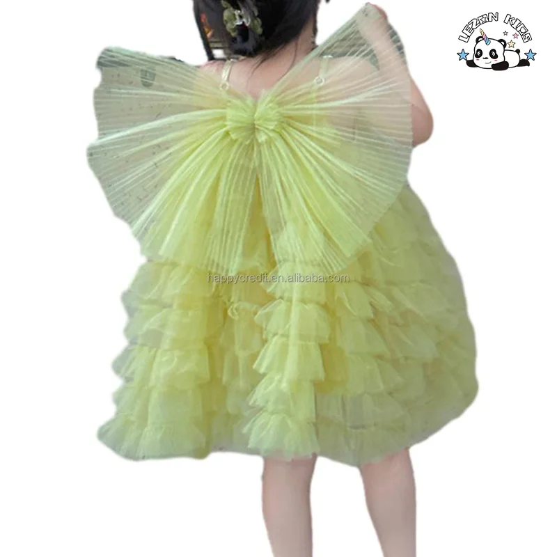 Wholesale White Butterfly Kid Tulle Mesh Princess Dress Casual Girls Dresses for Daily Wear - Product Image