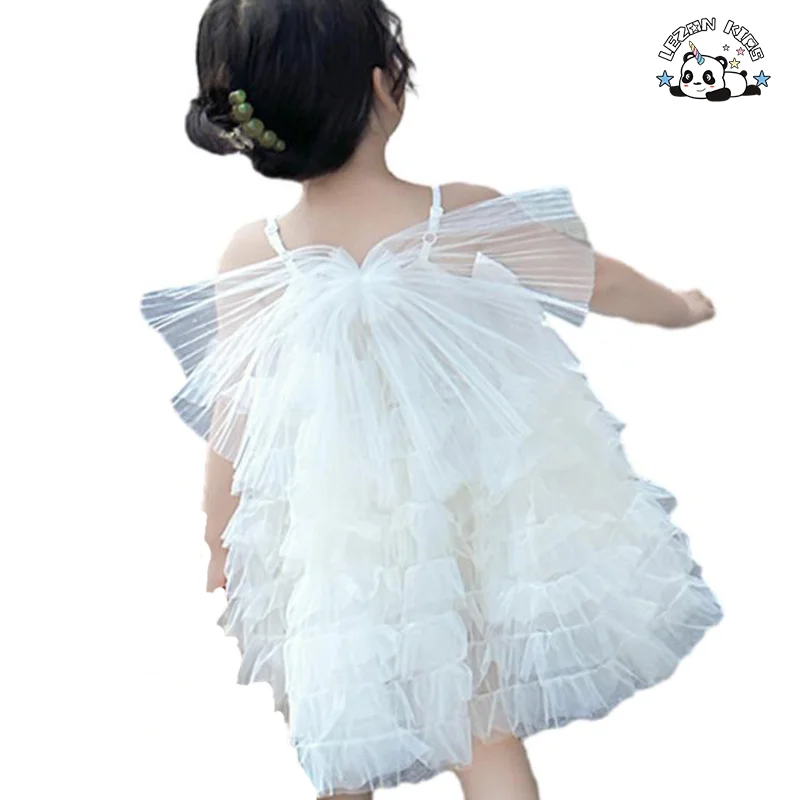 Wholesale White Butterfly Kid Tulle Mesh Princess Dress Casual Girls Dresses for Daily Wear - Product Image