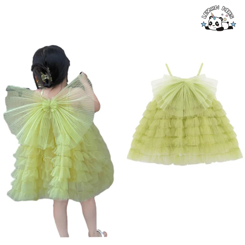 Wholesale White Butterfly Kid Tulle Mesh Princess Dress Casual Girls Dresses for Daily Wear - Product Image