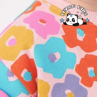 Atacado de Novo Produto impresso com diferentes cores de flores design frock crianças vestido de cetim - Product Image