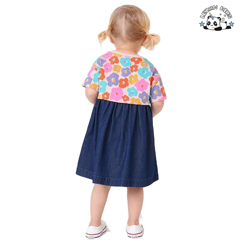 Atacado de Novo Produto impresso com diferentes cores de flores design frock crianças vestido de cetim - Product Image