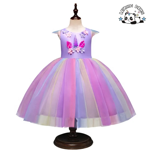 Vestido de arco-íris unicórnio sem mangas para meninas, fantasia de Natal
