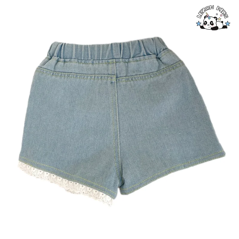 Custom Girl's Summer Jeans Shorts Elastic Waist Kids Denim Shorts for Girls - Product Image