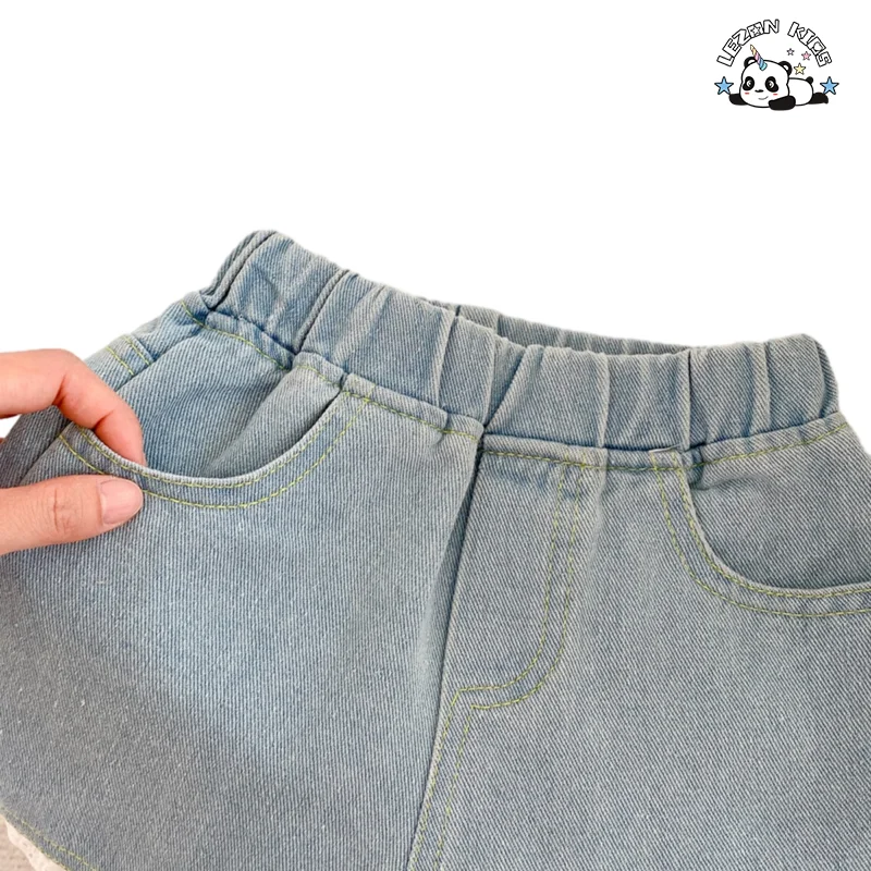 Custom Girl's Summer Jeans Shorts Elastic Waist Kids Denim Shorts for Girls - Product Image