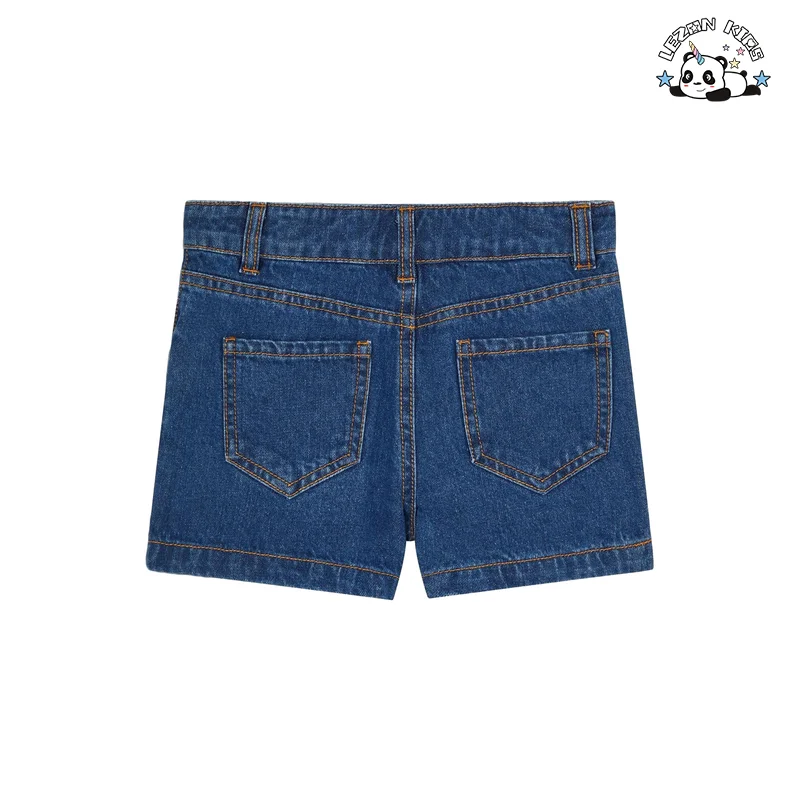 Custom Girls Cute Colorful Beaded Gems Denim Skirt Girls Shorts - Product Image