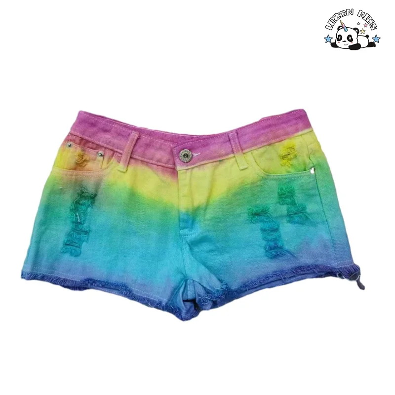 Customizable New Arrival Custom Stylish Kids Tie Dye Jeans Shorts Girls Denim Shorts for Summer - Product Image