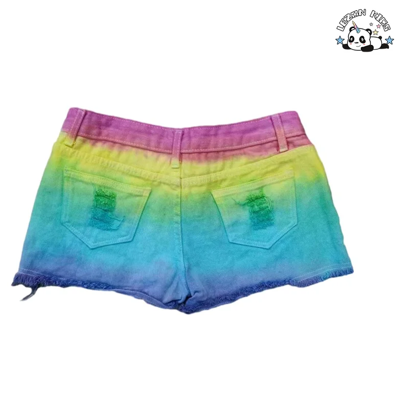 Customizable New Arrival Custom Stylish Kids Tie Dye Jeans Shorts Girls Denim Shorts for Summer - Product Image