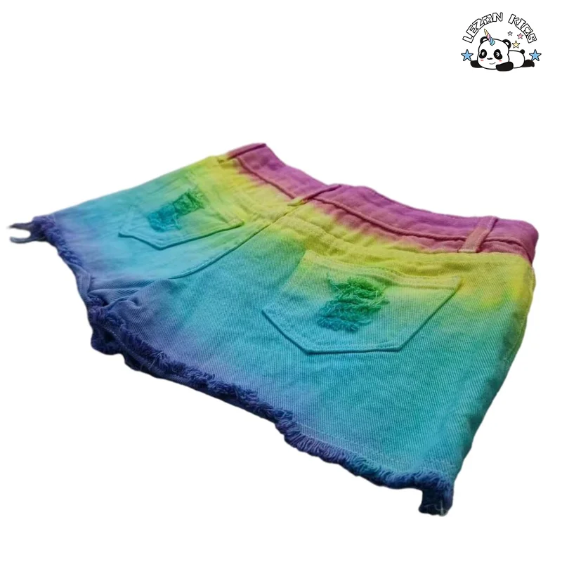Customizable New Arrival Custom Stylish Kids Tie Dye Jeans Shorts Girls Denim Shorts for Summer - Product Image