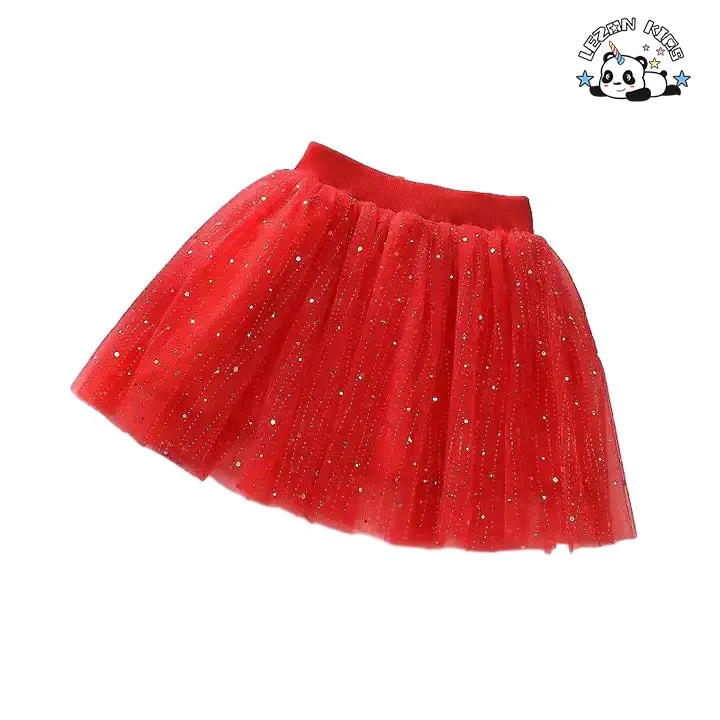 Colors Sizes Customization Shining Sequins Ruffled Tulle for Children Skirt Dress - Product Image