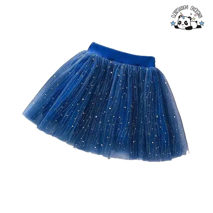 Colors Sizes Customization Shining Sequins Ruffled Tulle for Children Skirt Dress - Product Image