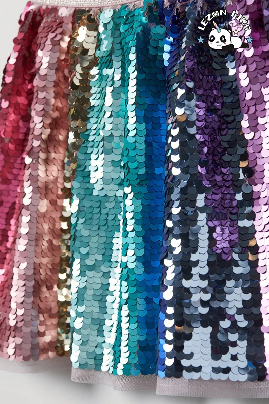 Custom Girls Sequin Gradient Colorful Reversible Flip Sequin Skirt for Girls - Product Image