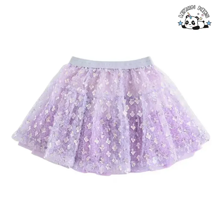 Custom Girls Summer Skirts Colorful Flowers Printed Children Breathable Sweet Casual Skirts
