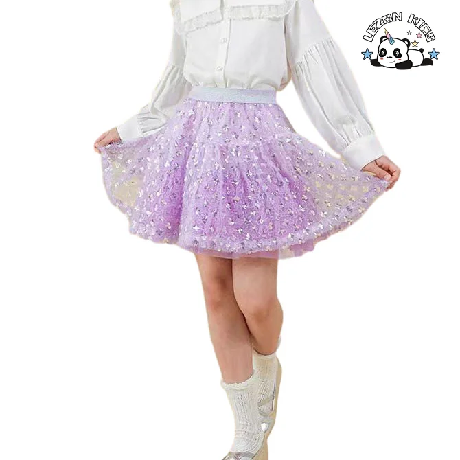 Custom Girls Summer Skirts Colorful Flowers Printed Children Breathable Sweet Casual Skirts - Product Image
