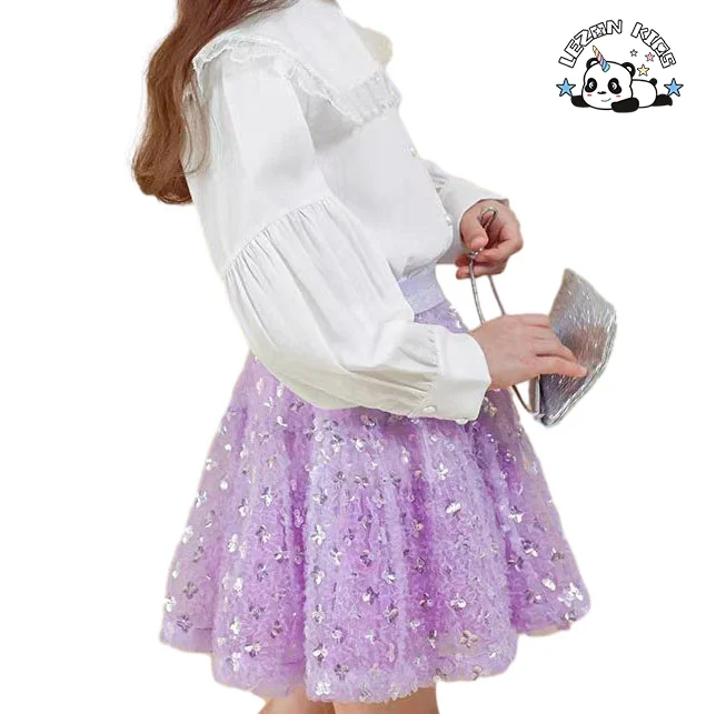 Custom Girls Summer Skirts Colorful Flowers Printed Children Breathable Sweet Casual Skirts - Product Image