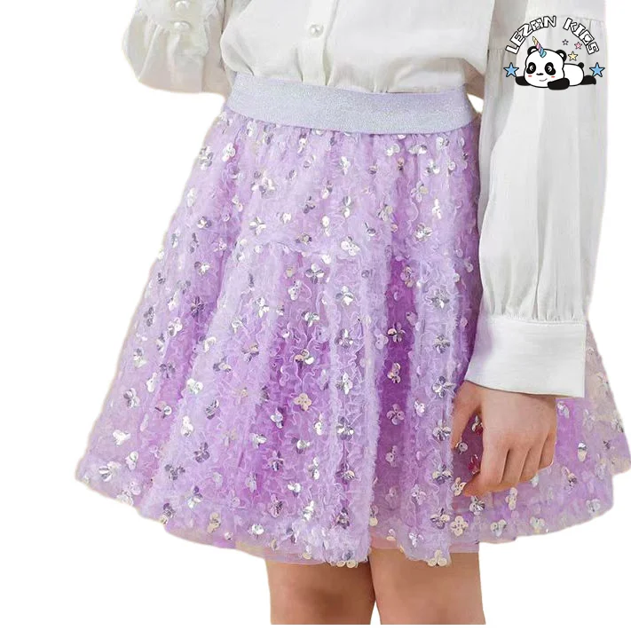 Custom Girls Summer Skirts Colorful Flowers Printed Children Breathable Sweet Casual Skirts - Product Image