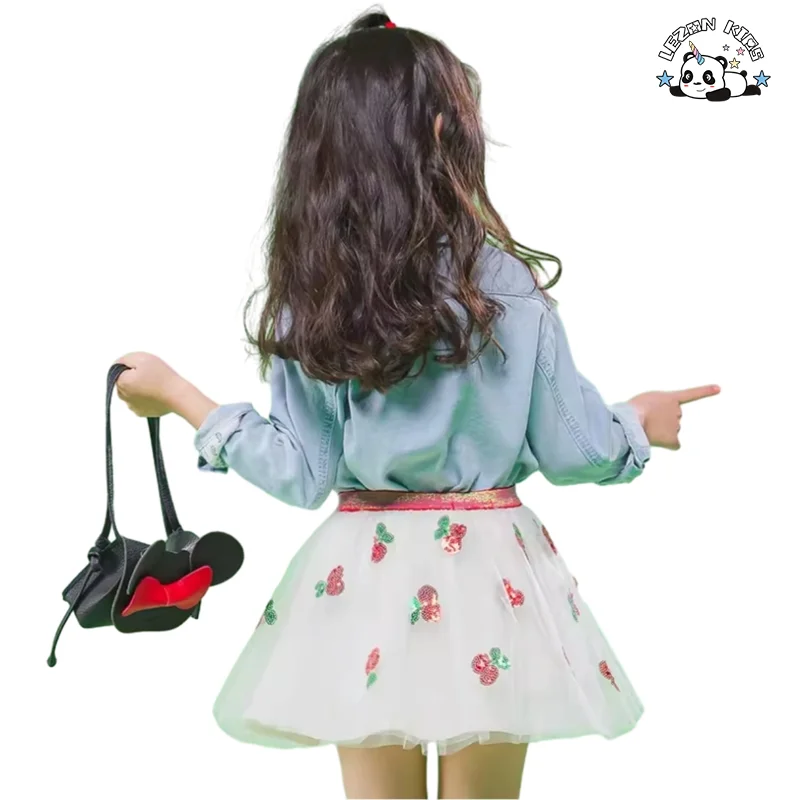Customizable Comfortable Breathable Sequin Cherry Embroidery Baby Girls Cherry Tutu Skirt - Product Image