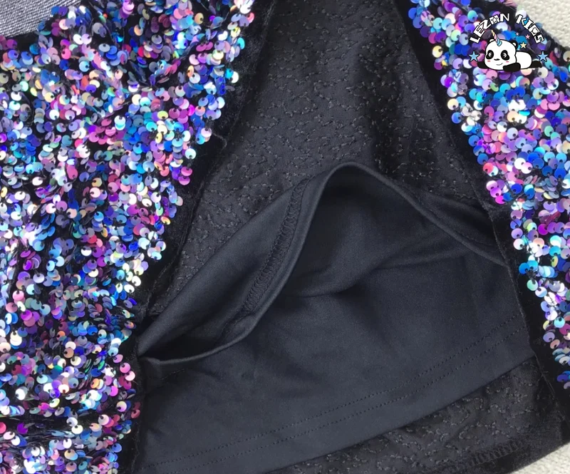 Customizable Girls Performance Dressing Girls Colorful Sequin Clothing Fashion Girls Sequin Skirt - Product Image