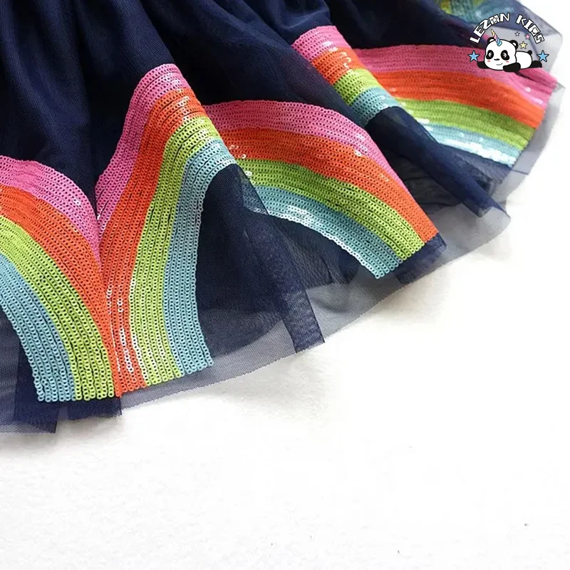 Saia Mini Tutu Personalizável para Meninas Crianças com Lantejoulas Coloridas e Bordado de Algodão Estilo Ocidental Impresso - Product Image