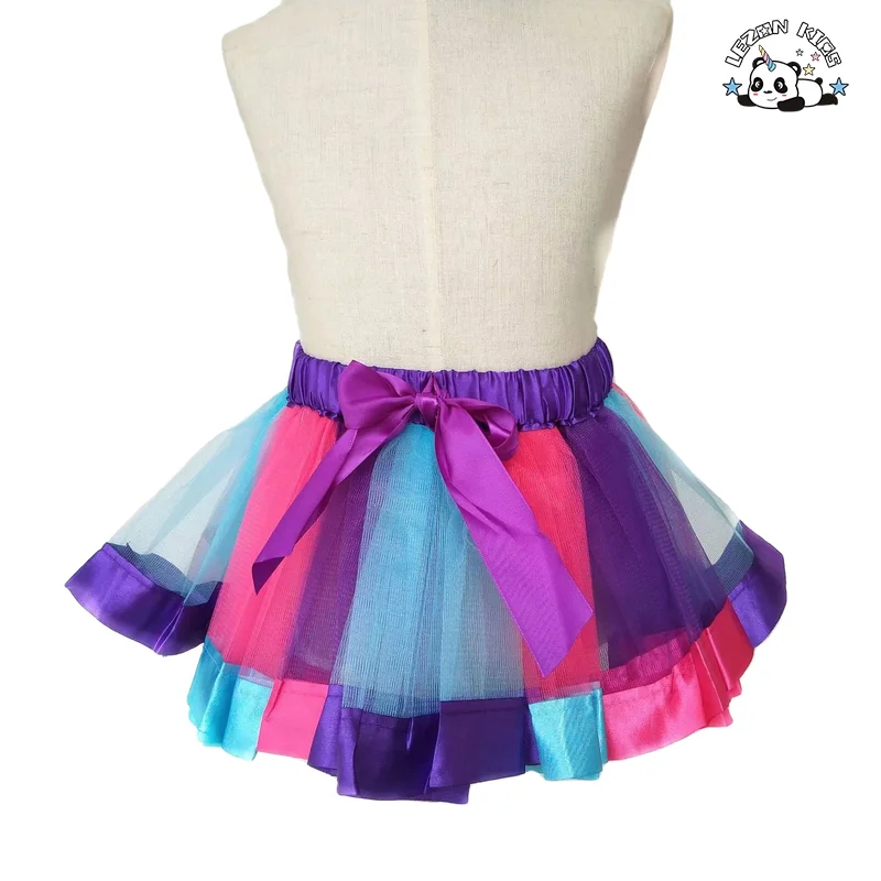 Customizable New Fahion Multi-color Puffy Cute Bow Tulle Girls Tutu Skirt For2-14 Years Old - Product Image