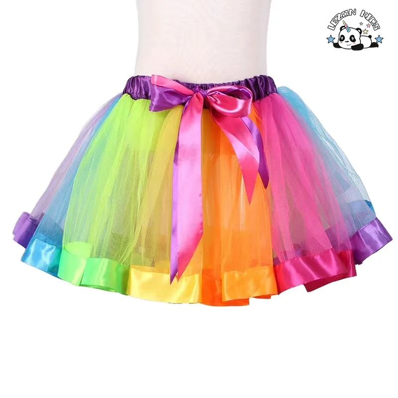 Customizable New Fahion Multi-color Puffy Cute Bow Tulle Girls Tutu Skirt For2-14 Years Old - Product Image