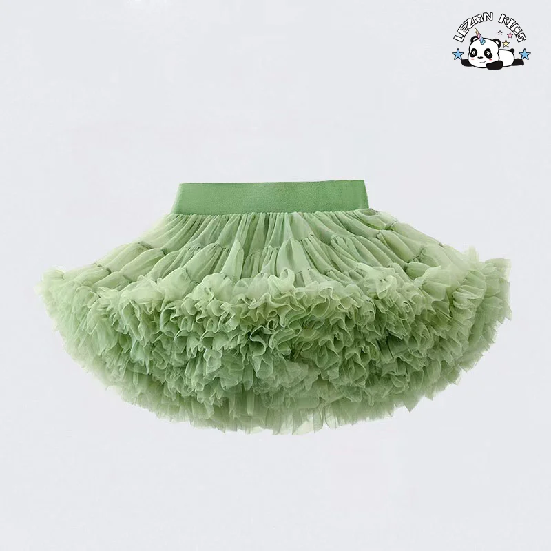 Customizable New Fashion Lovely Pure Green Skirt Flower Long Puffy Halloween Girls Tutu Skirt