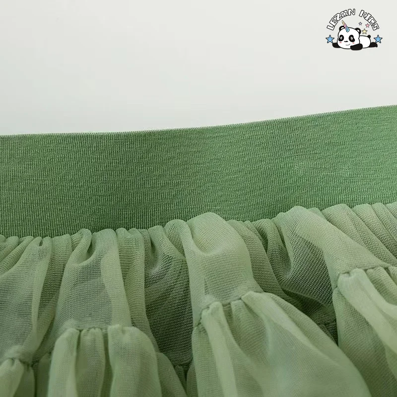 Customizable New Fashion Lovely Pure Green Skirt Flower Long Puffy Halloween Girls Tutu Skirt - Product Image