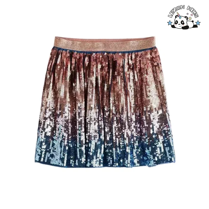 Saia Mini Personalizável com Lantejoulas e Cintura Elástica para Meninas, Saia de Tule para Festa