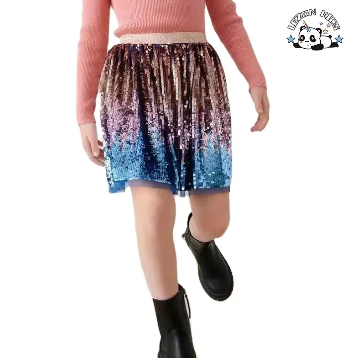 Saia Mini Personalizável com Lantejoulas e Cintura Elástica para Meninas, Saia de Tule para Festa - Product Image